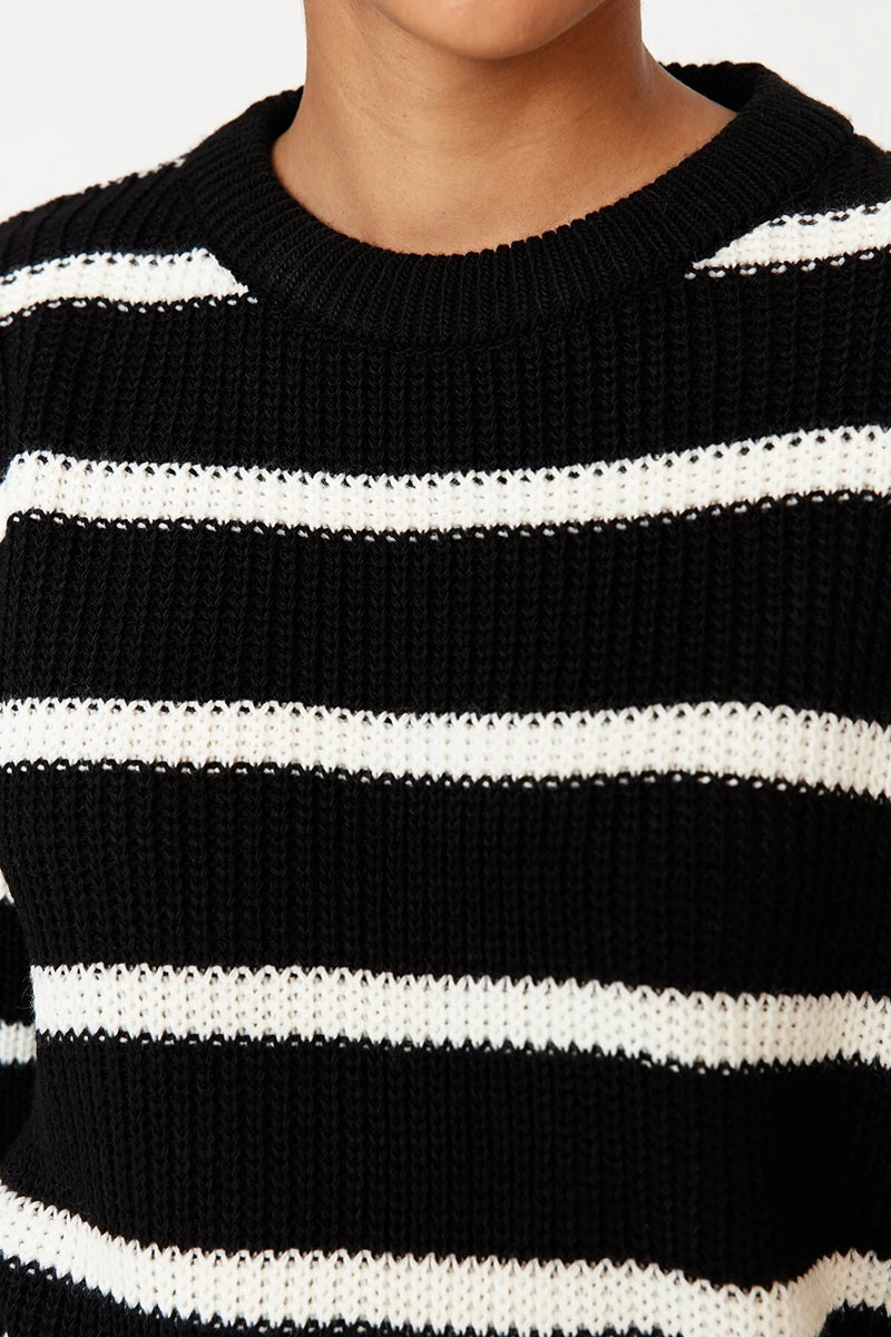 Black striped sweater top