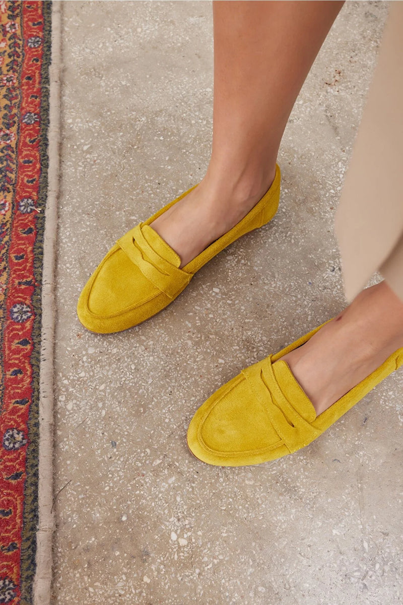 Yellow Real leather loafers