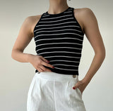 Striped black tank top