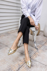 Gold flat shoes