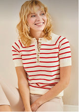 Striped short sleeve top