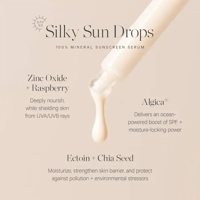 Silky Sun Drops Organic Sunscreen Serum with SPF 30 for Skin Barrier Repair