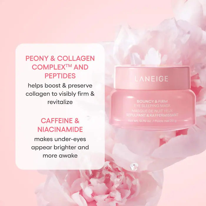 Bouncy & Firm Eye Brightening Sleeping Mask with Peony + Collagen Complex