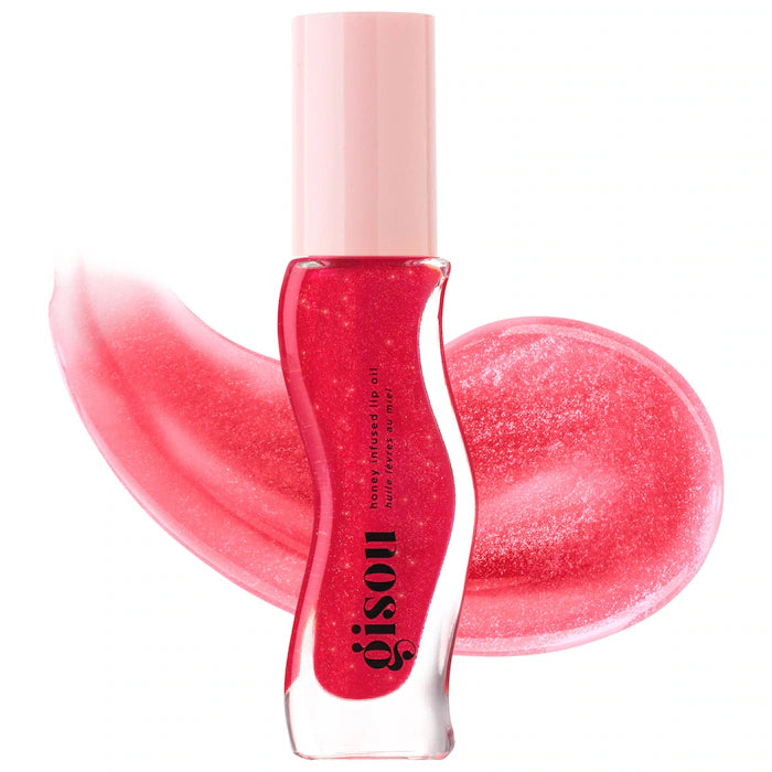 Honey Infused Hydrating Lip Oil- Cherry On The Cake - Sheer Pinky Red Shimmer