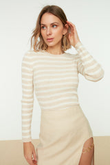 Beige and white Stripe top