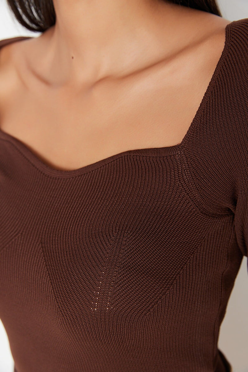 brown knit top