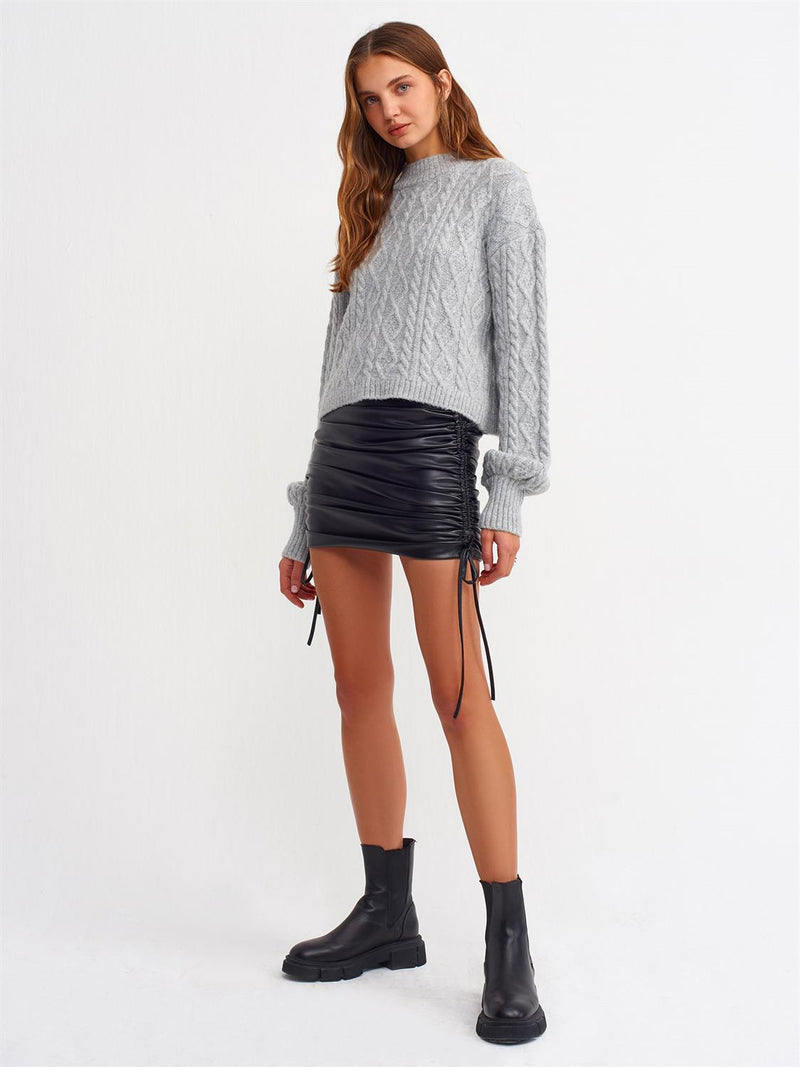 Grey Knitwear Balloon Sleeve  Sweater