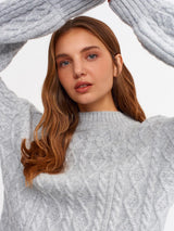 Grey Knitwear Balloon Sleeve  Sweater