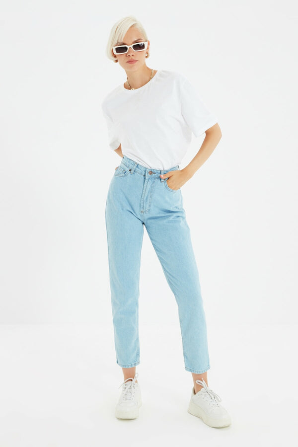 Blue High Waist Mom Jeans