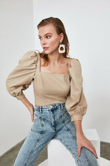 Mink Balloon Sleeve Blouse