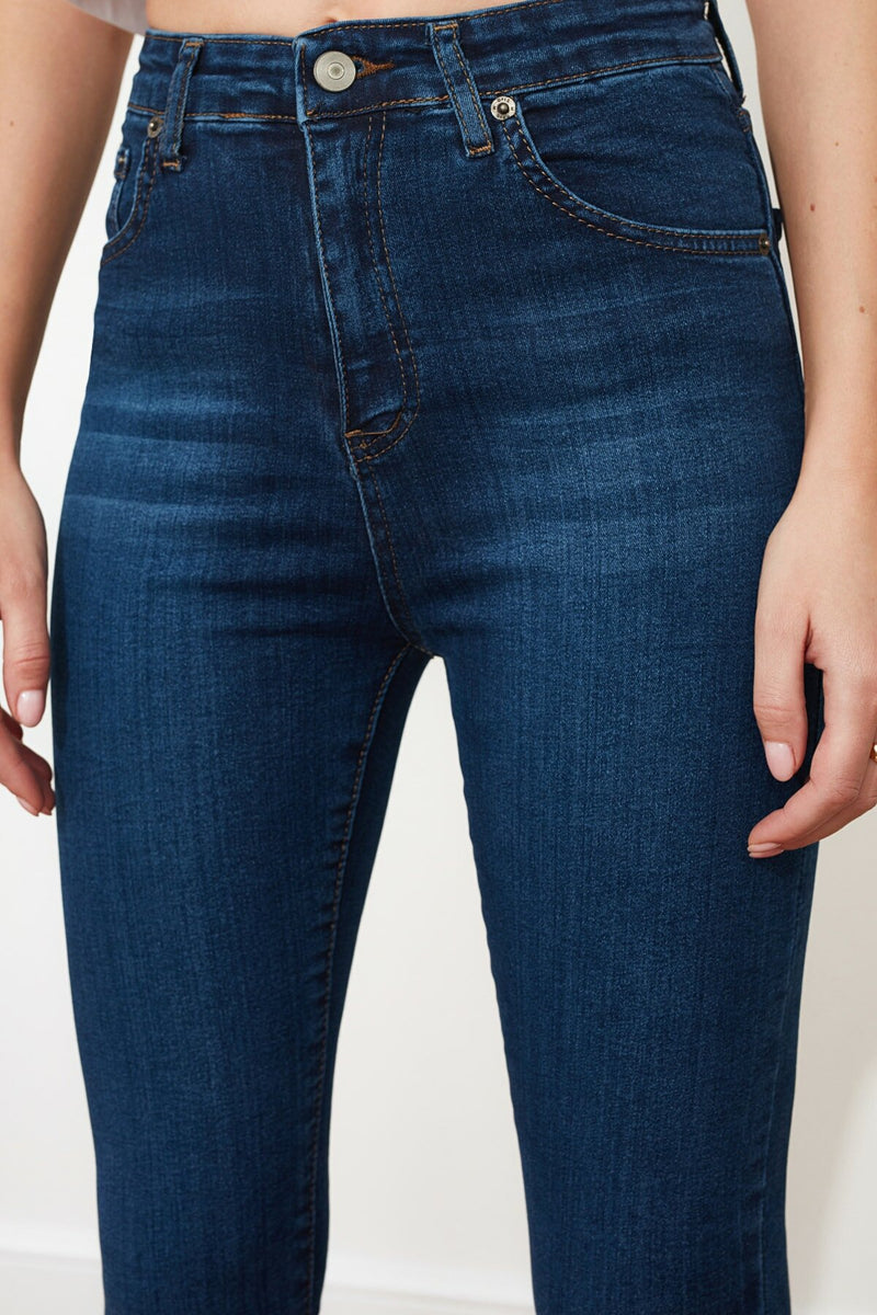 Navy Blue High Waist Skinny Jeans