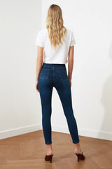 Navy Blue High Waist Skinny Jeans