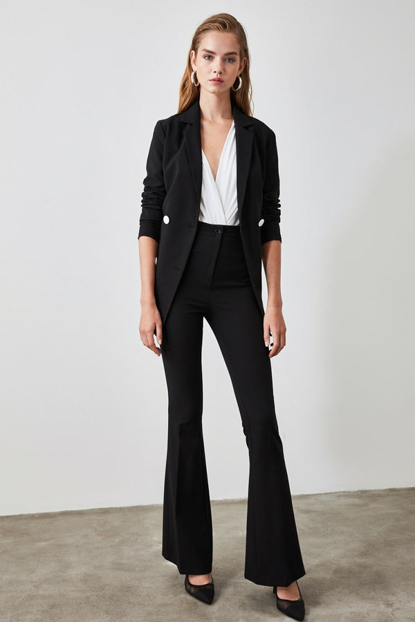 Black High Waist Flared Trousers