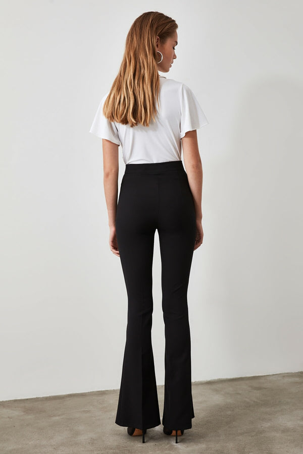 Black High Waist Flared Trousers