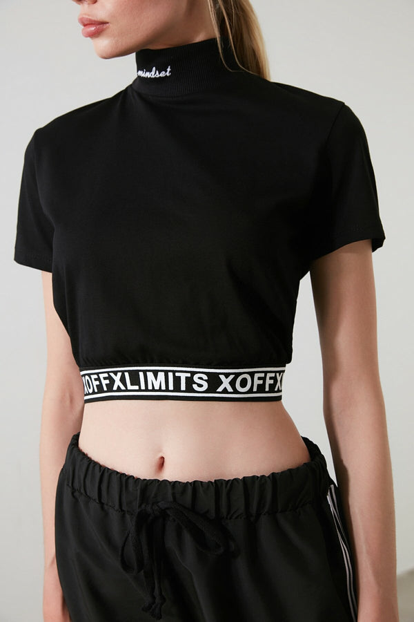 Black Crop Sport T-Shirt