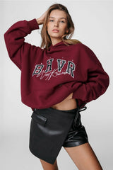 Oversized Burgundy Hoodie Sweatshirt