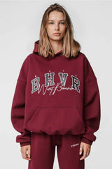 Oversized Burgundy Hoodie Sweatshirt