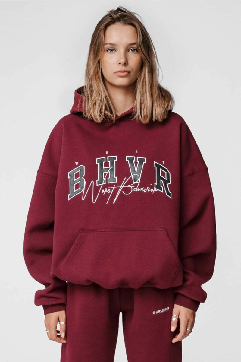 Oversized Burgundy Hoodie Sweatshirt