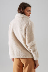 Ecru Collar Fur Coat