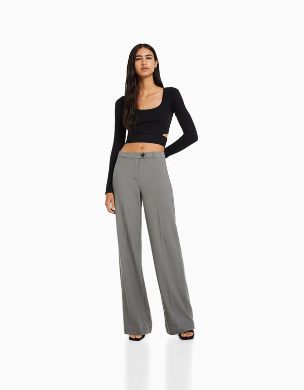 Wide leg tailored trousers