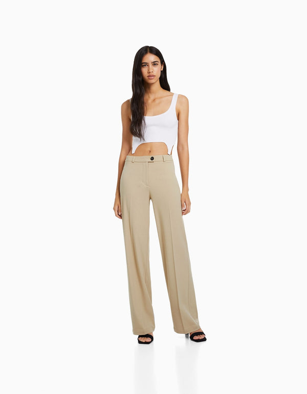 Wide leg tailored trousers