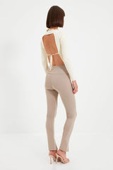 Split beige leggings