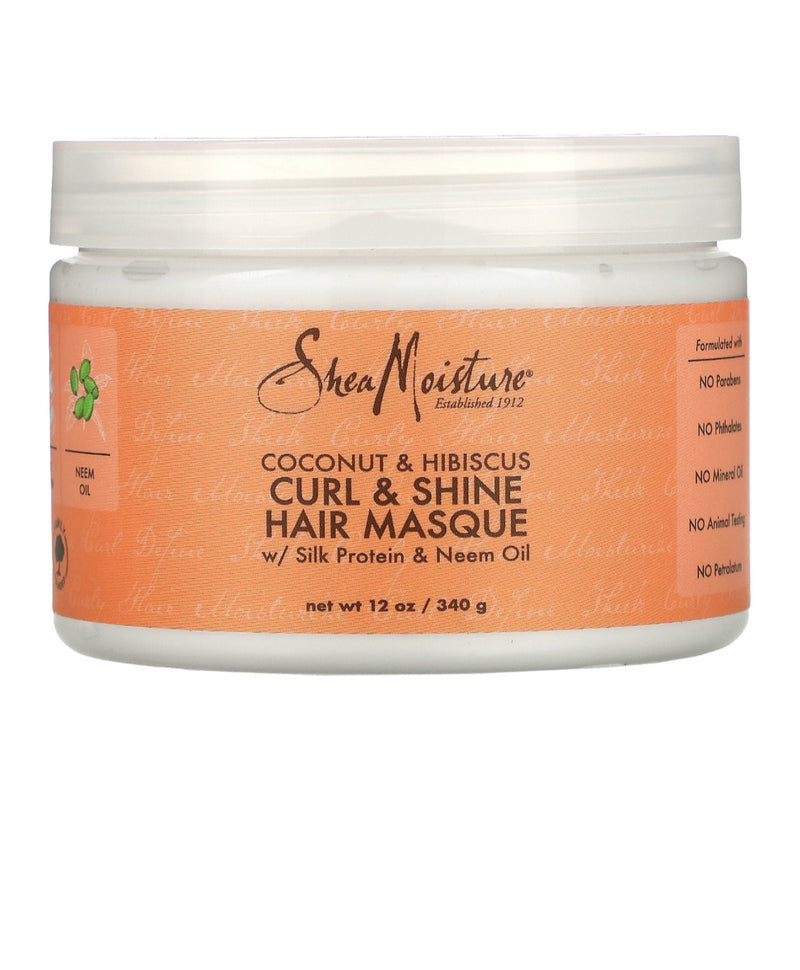 Curl & Shine Hair Masque with Silk Protein & Neem Oil, Coconut & Hibiscus, 12 oz (340 g)