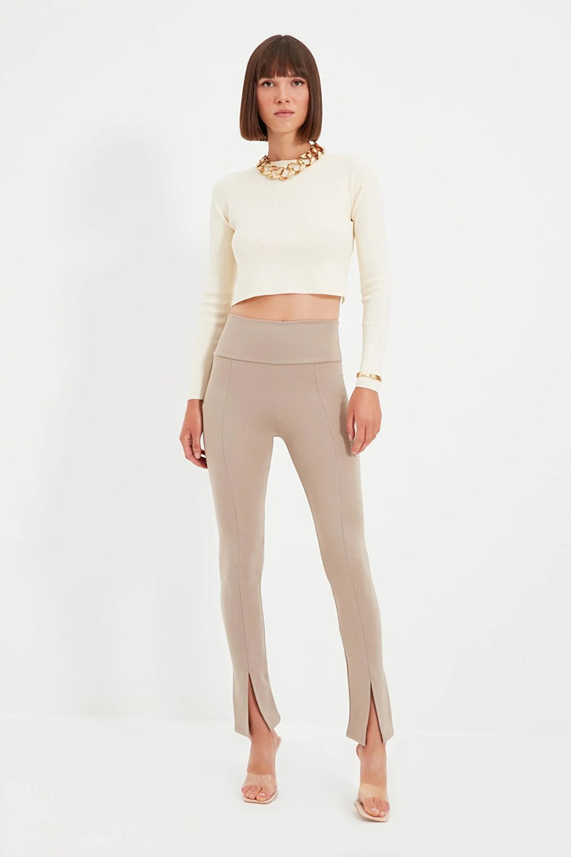 Split beige leggings