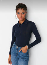 navy long sleeve bodysuit