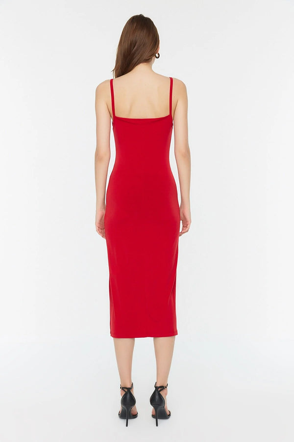 Red midi dress