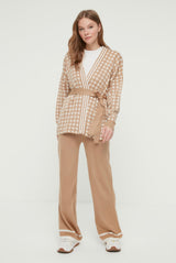 Camel Crowbar Belted Knitwear Co ord Set