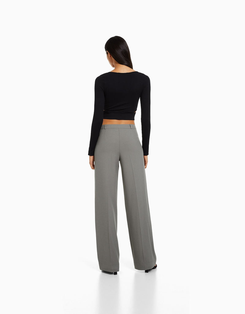 Wide leg tailored trousers