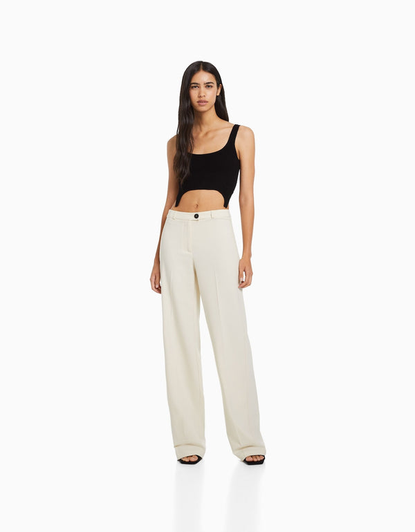 Wide leg tailored trousers