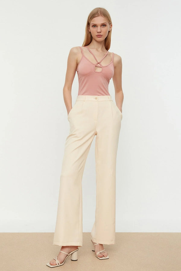 Ecru Wide Leg Trouser