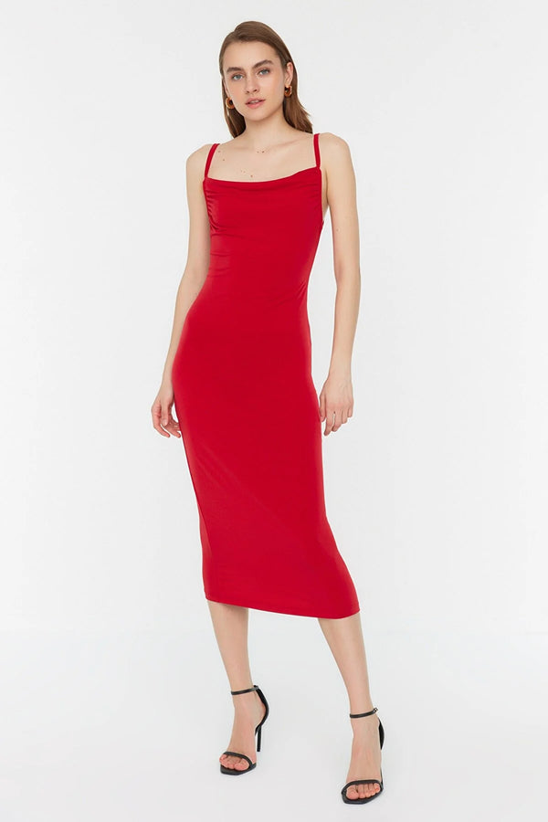 Red midi dress