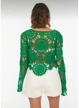 Green Lace Knitted Blouse