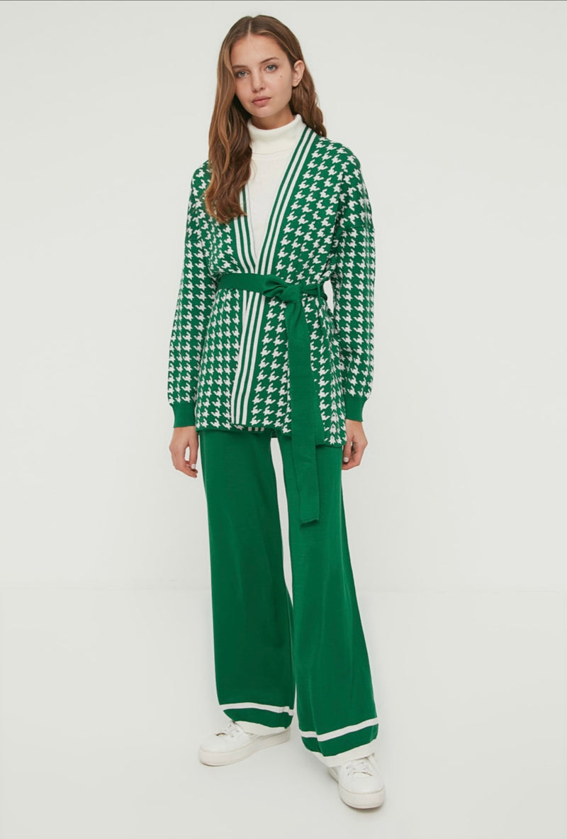 Green Crowbar Belted Knitwear Co ord Set