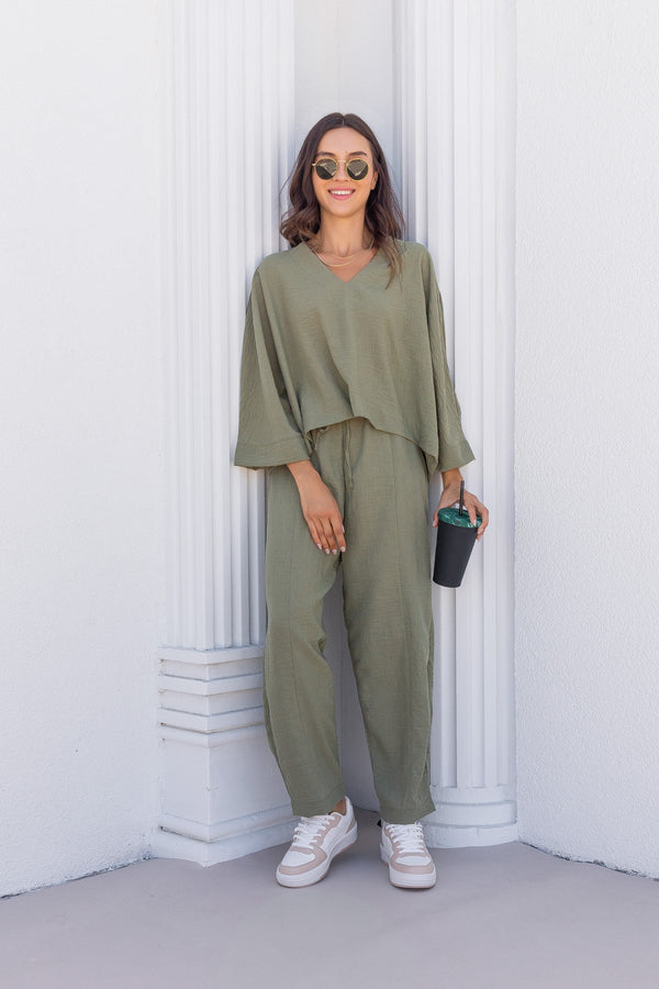 Khaki linen co-ord set