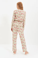 Floral Patterned Knitted Pajamas Set