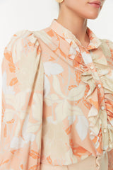 Orange Stand Up Collar Shirt